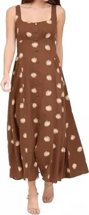 Blu Pepper Shell Print Midi Dress In Brown