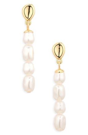 Nordstrom Rack Faux Pearl Drop Earrings in White- Gold at Nordstrom Rack