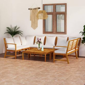 vidaXL 9 Pcs Conj. Sal&oacute;n De Jard&iacute;n Con Almohada