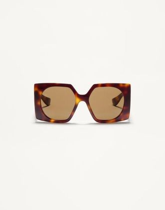 Valentino Occhiale Rettangolare In Acetato Donna HAVANA/MARRONE 55