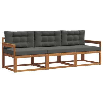 vidaXL Conjunto De Sof&aacute;s De Exterior 3 Pcs Natural Y Antracita Vidaxl