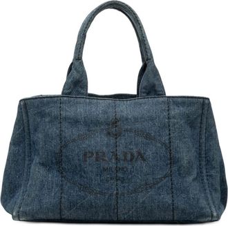 Prada Pre-owned Prada Denim Canapa Logo Satchel Ladies 5RIC5ESHRECYL26E