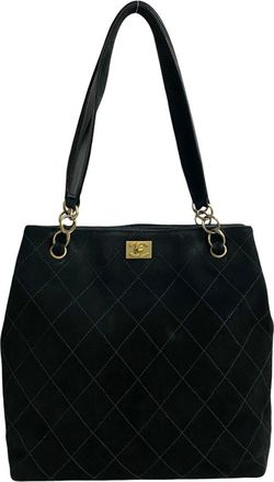 Chanel Black Leather Handbag Tote Bag (Pre-Owned)