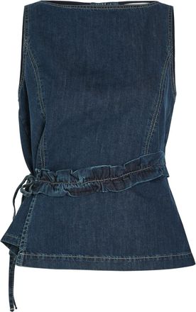 Damson Madder Maxime Ruffled Denim top - Indigo - 16 (UK16 / XL)