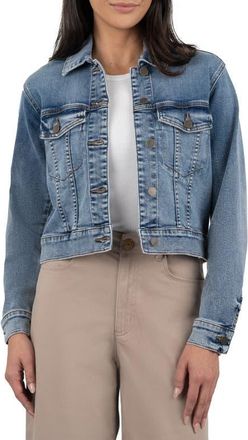 Kut from the Kloth Angela Crop Denim Jacket in Perform Blue at Nordstrom, Size X-Small