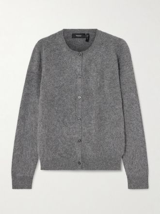 Theory Cardigan In Cashmere Spazzolato - Grigio