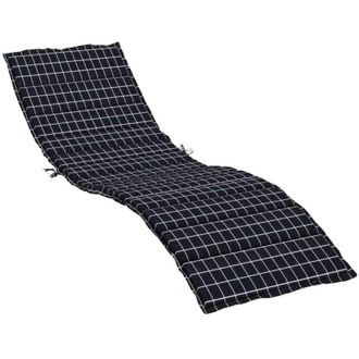 vidaXL Coj&iacute;n De Tumbona Tela Oxford A Cuadros Negro Vidaxl