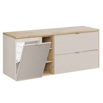 Petits Meubles Mueble bajo lavabo 3 compartimientos cesto de ropa estratificado 140cm