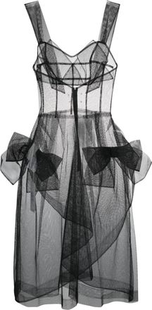 Maison Margiela bow-appliqu&eacute; tulle midi dress - women - Polyamide - 40 - Black