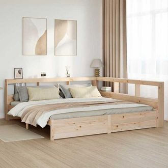 vidaXL Vidaxl Cama Con Estanter&iacute;a Sin Colch&oacute;n Madera Maciza De Pino 200x200cm