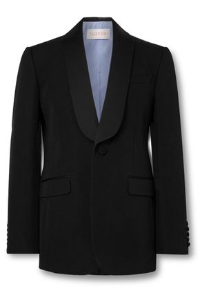 Valentino Garavani Shawl-Collar Satin-Trimmed Grain de Poudre Wool Tuxedo Jacket