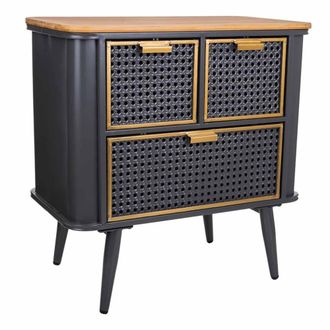 Wanderlust Deco Mesita de metal y madera negro 58x33x60
