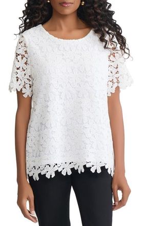 Jones New York Floral Lace Top in White Sand at Nordstrom, Size Large