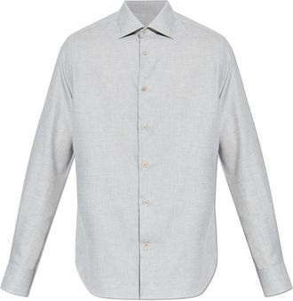 Eleventy Shirt met kasjmier afwerking - Heren - Casual Overhemden - Grijs - 2XL - Kasjmier - Overhemden