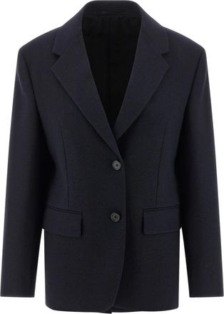 Prada Geknoopte Blazer - Dames - Blazers - Blauw - 2XS - Wol - Jassen