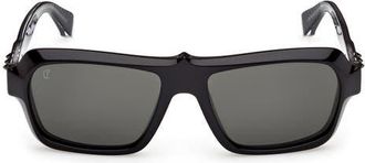 Christian Louboutin 56mm Rectangular Sunglasses in Black Gunmetal/zeiss Smoke at Nordstrom
