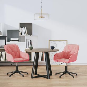 vidaXL Vidaxl - Sillas De Comedor Giratorias 2 Unidades Terciopelo Rosa