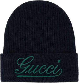Gucci Navy Blue Logo Beanie Hat