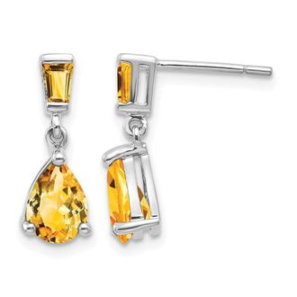 Diamond2Deal 14k White Gold Citrine Dangle Earrings