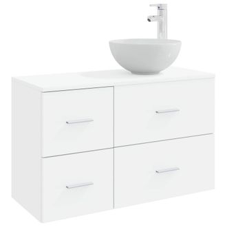 vidaXL Juego De Muebles De Ba&ntilde;o 2 Pcs Blanco Madera De Ingenier&iacute;a Vidaxl
