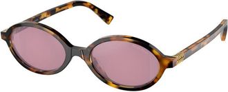 Miu Miu Dark Pink Mirror Silver Oval Ladies Sunglasses MU 04ZSF VAU50D 50