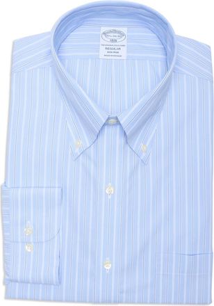 Brooks Brothers Regular Fit Stripe Button-Down Cotton Shirt in Hydrangea Stripe at Nordstrom Rack, Size 17.5 - 34/35