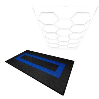 MonsterShop Hexagon LED Light & Vented Garage Floor Tiles With Edges - 90 Black &