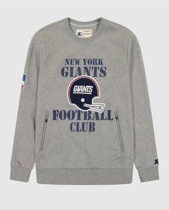 Starter Mens New York Giants Crew Neck Sweatshirt With Zip Pockets In Heather Grey