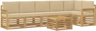 vidaXL Conjunto De Sof&aacute;s De Exterior 7 Uds. Y Beige Poli&eacute;ster Vidaxl