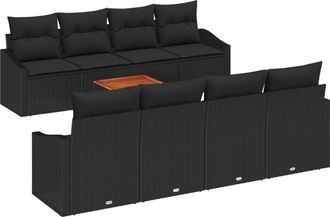 vidaXL Garden Sofa Set 7 pcs Black Vidaxl
