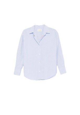 MC2 Saint Barth Light Blue and White Striped Button-Up Shirt