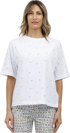 Alpha Studio Korte cropped top met sprankelende details - Dames - T-shirts - Wit - L - Tops