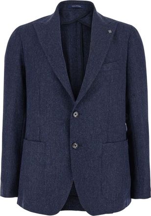 Tagliatore Blazer monopetto con motivo a spina di pesce - Blu