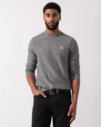 Boss Orange by Hugo Boss Mens Anion S Crew Neck Jumper in Grey Cotton - Size X-Large