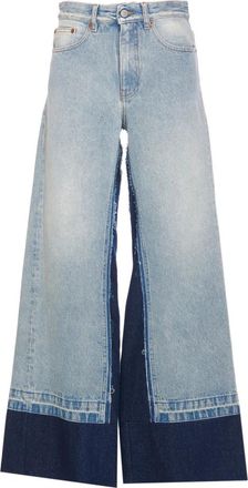 Maison Margiela Wijde Jeans met Patch Logo - Dames - Loose Fit Jeans - Blauw - W25 - Katoen - Jeans