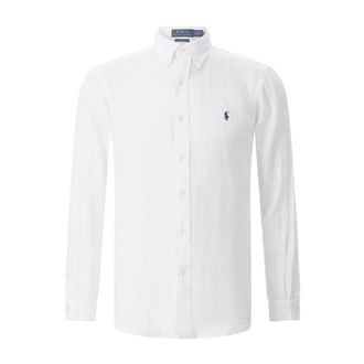Polo Ralph Lauren Linnen Overhemd - Heren - Zakelijke Overhemden - Wit - XL - Linnen - Overhemden
