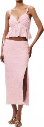 LoveShackFancy Silvia Floral Crepe Midi Skirt In Lemon Haze