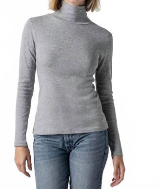 Lilla P Long Sleeve Turtleneck Tee In Grey