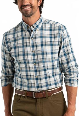 Duck Head Twill Sport Shirt Holling Plaid Shirt In Mirror Lake Blue