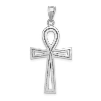 Diamond2Deal 14k White Gold Ankh Cross Pendant