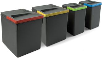 Emuca Emuca Kit De Contenedores De Reciclaje Para Caj&oacute;n De Cocina Recycle Altura 266mm, 2x15litros, 2x7litros, Pl&aacute;stico Gris Antracita