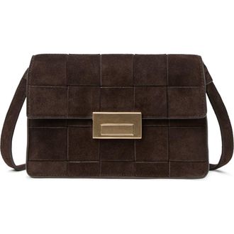 Loeffler Randall Delphine Woven Suede Shoulder Bag in Dark Brown at Nordstrom, Size One Size Oz