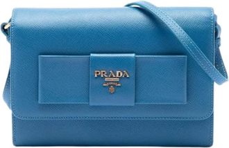 Prada Pre-owned Portemonnee aan bandje - Dames - Vintage Schoudertas - Blauw - ONE Size - Leer - Vintage