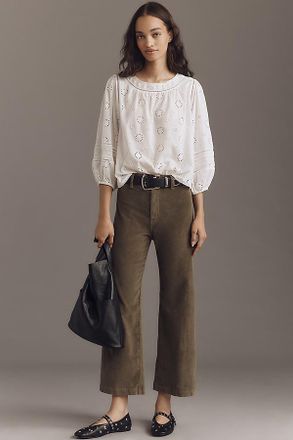 Pistola Denim Penny Corduroy High-Rise Crop Wide-Leg Jeans