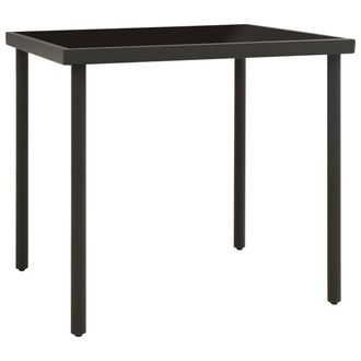 Berkfield Home Outdoor Dining Table Anthracite 80x80x72 cm Glass & Steel in Black | Size: 80 x 80 x 72 cm
