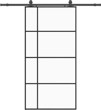 vidaXL Puerta Corredera Set Herrajes Negra 102,5x205 Cm Esg Vidrio Vidaxl