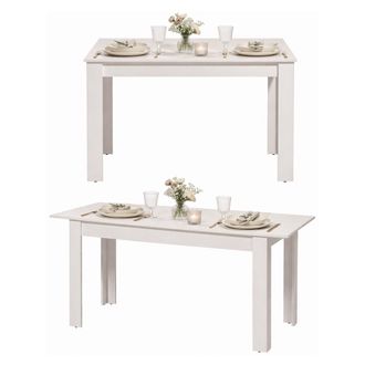 Dmora Mesa Extensible Marudo, 8 Plazas, Extensible, Mecanismo De Extensi&oacute;n Central, 120x80x76h Cm Blanco Mate