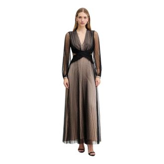 Twinset Lace Maxi Jurk - Dames - Maxi kleedjes - Zwart - XS - Polyester - Kleedjes