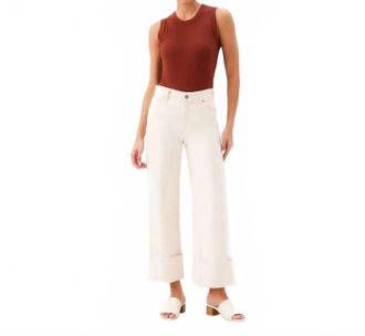Karen Kane Cuffed Cropped Jeans In Natural