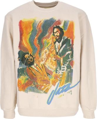 Market Jazz Night Crewneck Sweatshirt - Heren - Sweatshirts - Beige - XL - Katoen - Hoodies & sweatvesten